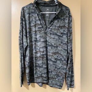 RVCA Green Fish Patterned Men's Shirt